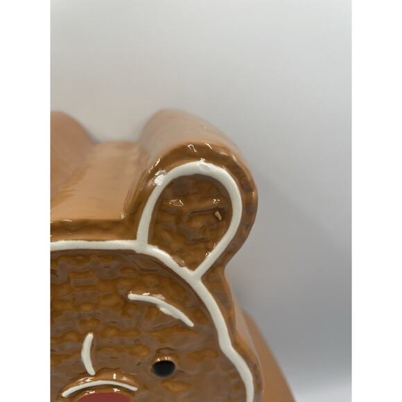 Disney Ceramic XL Winnie the Pooh Gingerbread Christmas🎄Cookie Jar NEW - Picture 3 of 11